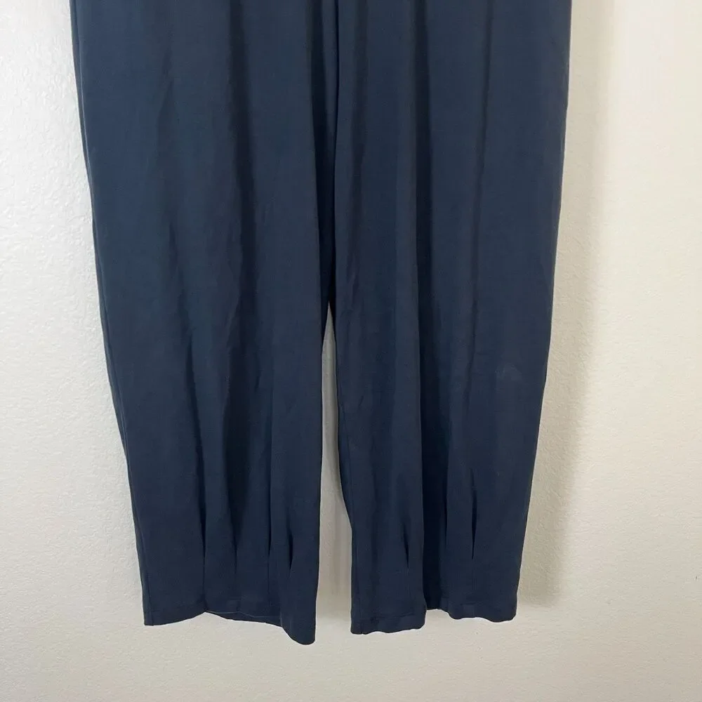PLANET by Lauren G Women Size 3 Black Pleat Pima Cotton Barrel Jersey Knit Pant